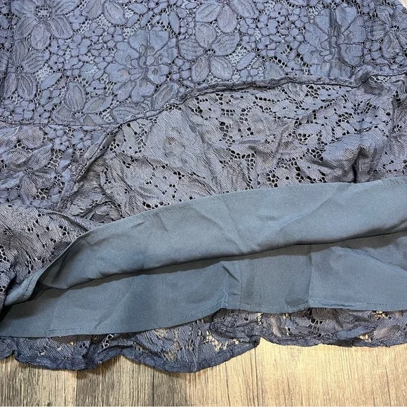 NWT Loft Navy Blue Floral Lace Ruffle Mini Flutter Sleeve Cocktail Dress 10P - Picture 11 of 15
